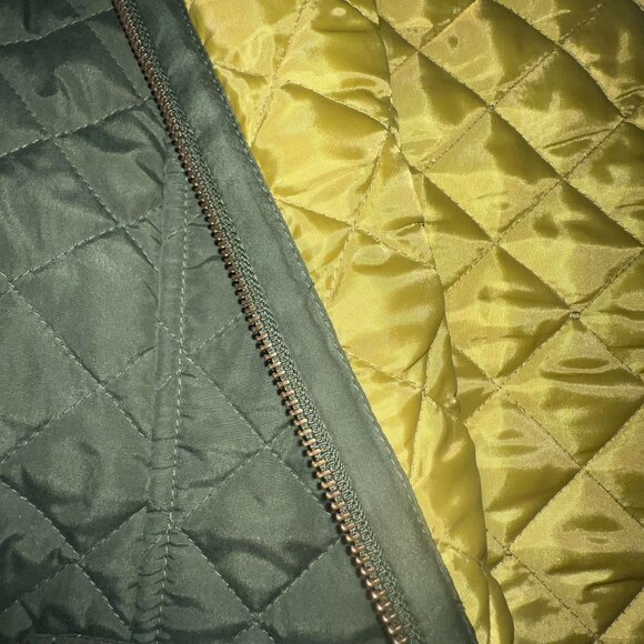J. Jill Heritage Quilted Vest Green w/Chartreuse Lining  Outerwear Womens Size L - Picture 3 of 9